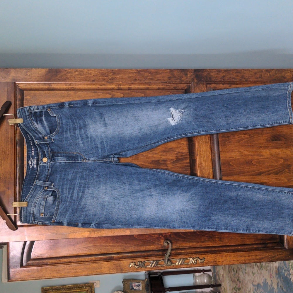 Vintage Levi Strauss Mid-Rise Slim Cuffed Jeans, Sz 12 Waist 31, Distressed Blue